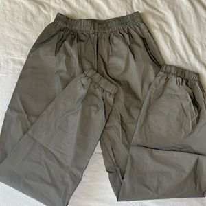 silver reflective parachute pants